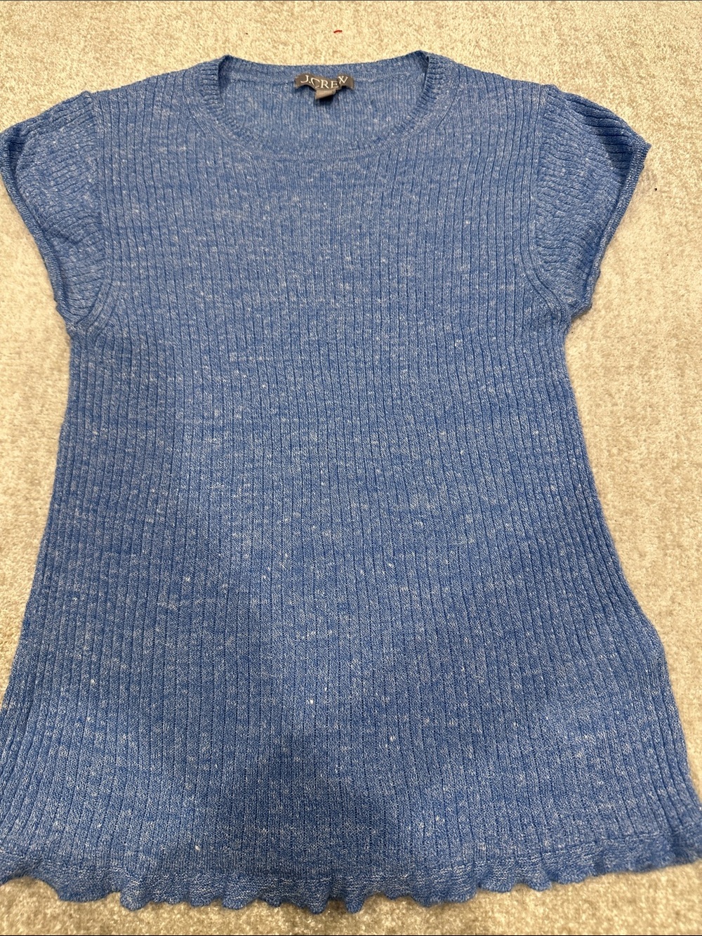 J. Crew Heathered Blue Ribbed Knit Top